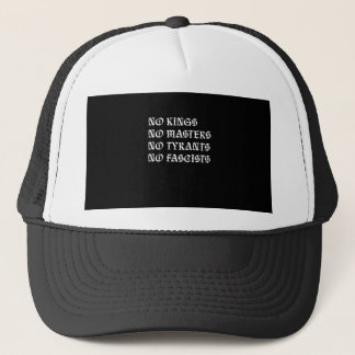 No Kings No Masters No Tyrants No Fascists Style Trucker Pet