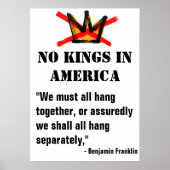 No Kings Protest poster - Citation Ben Franklin (Devant)