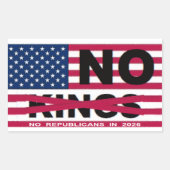 NO KINGS RECHTHOEKIGE STICKER (Voorkant)