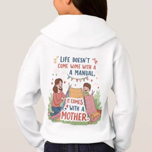 "No Manual, Just Mother" Schattige Doodle T-shirt (Achterkant)