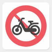 No Motorbikes Road Sign Vierkante Sticker (Voorkant)