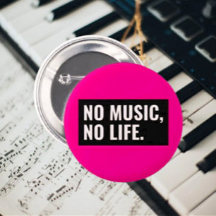 No Music No Life Knop – Zet hem harder Ronde Button 5,7 Cm