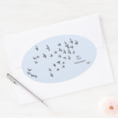 "No net ensnares me" + vogeltjes (zwart op bord bl Ovale Sticker (Envelop)