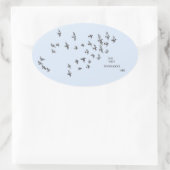 "No net ensnares me" + vogeltjes (zwart op bord bl Ovale Sticker (Tas)