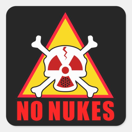 NO NUKES! VIERKANTE STICKER (Voorkant)