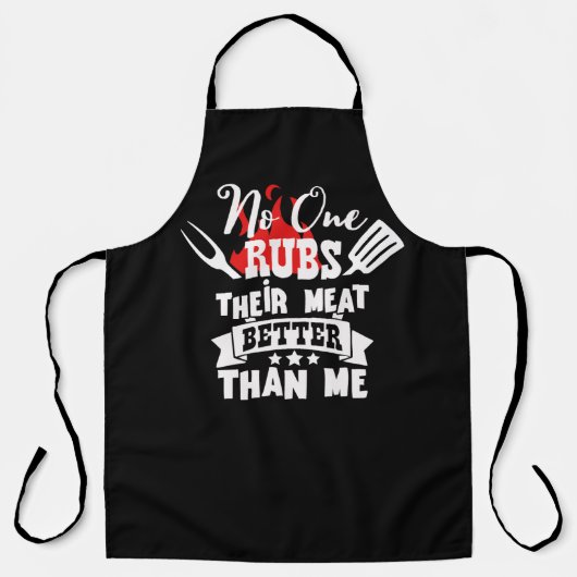 No One Rubs His Meat Funny BBQ Apron | Grill Gift Schort (Voorkant)