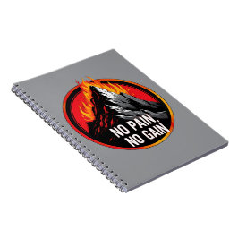 No Pain No Gain Burning Mountain Motivational Spir Notitieboek