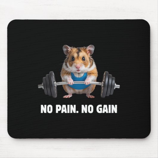 No Pain No Gain Funny Hamster Gym Workout And Fitn Muismat (Voorkant)