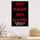 NO PAIN NO GAIN! Poster d'exercices de musculation (Cuisine)
