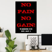NO PAIN NO GAIN! Poster d'exercices de musculation (Bureau à domicile)