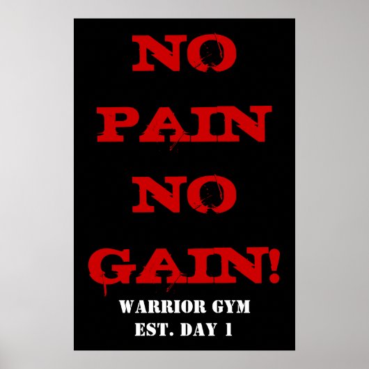 NO PAIN NO GAIN! Poster d'exercices de musculation (Devant)