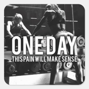 No PAIN No Gain - Women's Workout Motivatie Vierkante Sticker