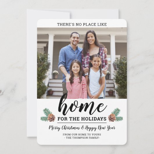 No Place Like Home 2 Foto Eenvoudig dennengroen Feestdagenkaart (Voorkant)