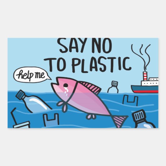 No Plastic Rechthoekige Sticker (Voorkant)