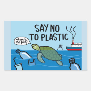 No Plastic Rechthoekige Sticker