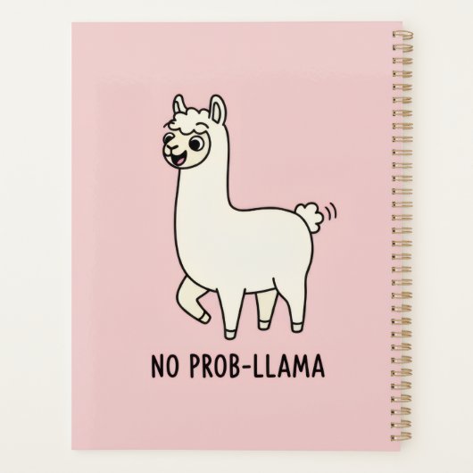 "No Prob-Llama" Cute Llama Doodle - Chill Vibe Planner (Achterkant)
