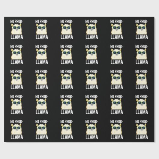 No-Prob-Llama Funny Cool Llama Pun Dark BG Cadeaupapier (Vlak)