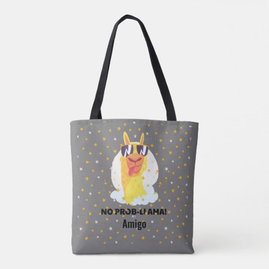 No-Prob-Llama Funny Cute Llama met sterren Draagtas (Achterkant)