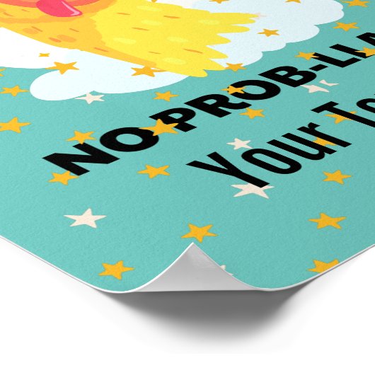 No-Prob-Llama Funny Cute Llama met sterren Poster (Hoek)