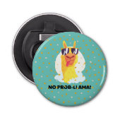 No-Prob-Llama Funny Cute Llama met sterrenSleutelh Button Flesopener (Voorkant)