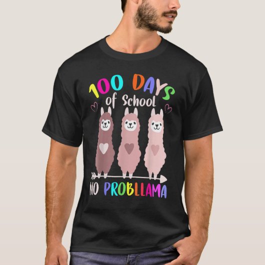 No Probllama 100 Days Of School LLama Teachers T-shirt (Voorkant)