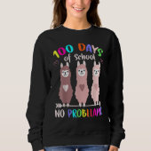 No Probllama 100 Days Of School LLama Teachers Trui (Voorkant)