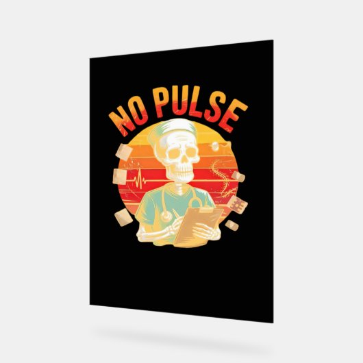 No Pulse Skeleton Nurse Funny Médicale Halloween P (Angle)
