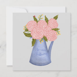 No rain no flowers watering can with flowers feestdagenkaart