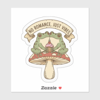 No Romance, Just Vibes | Cute Frog Mushroom core Sticker