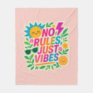No Rules Just Vibes – Neon Gradient Kawaii-Punk Ty Fleece Deken