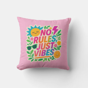 No Rules Just Vibes – Neon Gradient Kawaii-Punk Ty Kussen