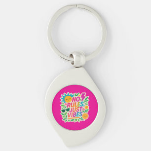 No Rules Just Vibes – Neon Gradient Kawaii-Punk Ty Sleutelhanger