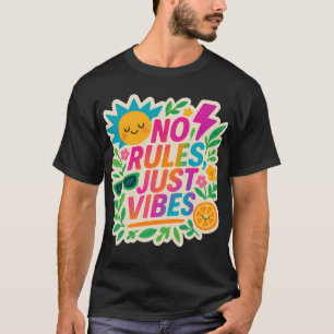 No Rules Just Vibes – Neon Gradient Kawaii-Punk Ty T-shirt
