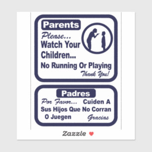 'No Running Playing Watch'-winkelbedekking blauw Sticker