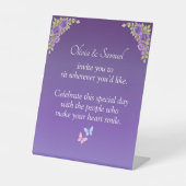 No Seating Chart - Wedding Purple Mauve Flowers Reclamebord Met Voetstuk (Voorkant)