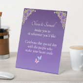 No Seating Chart - Wedding Purple Mauve Flowers Reclamebord Met Voetstuk (Insitu)