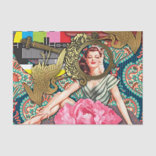 No-Signal - Cheeky Lady Digital Collage Tissuepapier (Voorkant)