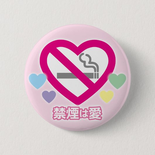 No smoking Love Ronde Button 5,7 Cm (Voorkant)