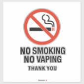 No Smoking No Vaping Sign - Public Health Awarenes Sticker (Vel)
