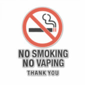 No Smoking No Vaping Sign - Public Health Awarenes Sticker (Voorkant)