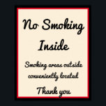 No Smoking Poster 3 Zones de texte personnalisées<br><div class="desc">No Smoking Poster 3 Zones De Texte Personnalisées. Ajoutez ou modifiez du texte pour vous convenir.</div>