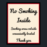 No Smoking Poster 3 Zones de texte personnalisées<br><div class="desc">No Smoking Poster 3 Zones De Texte Personnalisées. Ajoutez ou modifiez du texte pour vous convenir.</div>