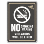 No Smoking Vaping Violators Fined - Monitored Area Sticker (Voorkant)