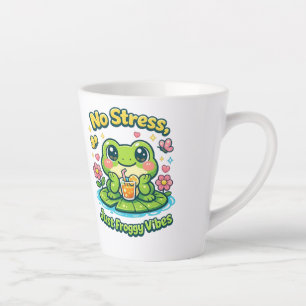 No Stress Kikker   Cute Ontspannende Cartoon Kikke Latte Mok