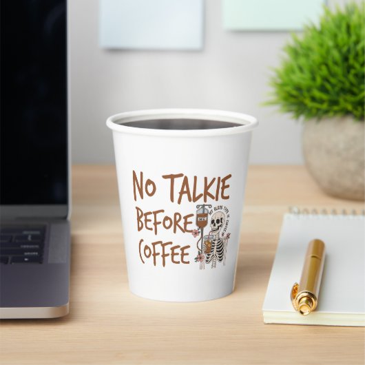 No Talkie Before Coffee funny cat lover gift Papieren Bekers (Insitu)