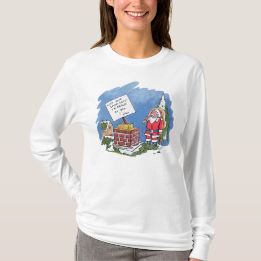 No To Santa vrouwen witte T-shirt met lange mouwen (Voorkant)
