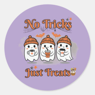 No Tricks behandelt alleen Schattigee geesten Ronde Sticker
