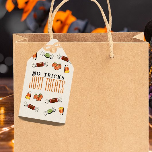 No Tricks Just Treats Halloween Gift Bag Label Cadeaulabel