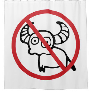 NO Water Buffalo ⚠ Funny Asian Thai Sign ⚠ Douchegordijn