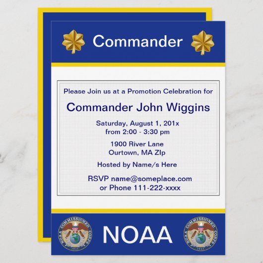 NOAA Luitenant Commandant Uitnodiging (Voorkant / Achterkant)